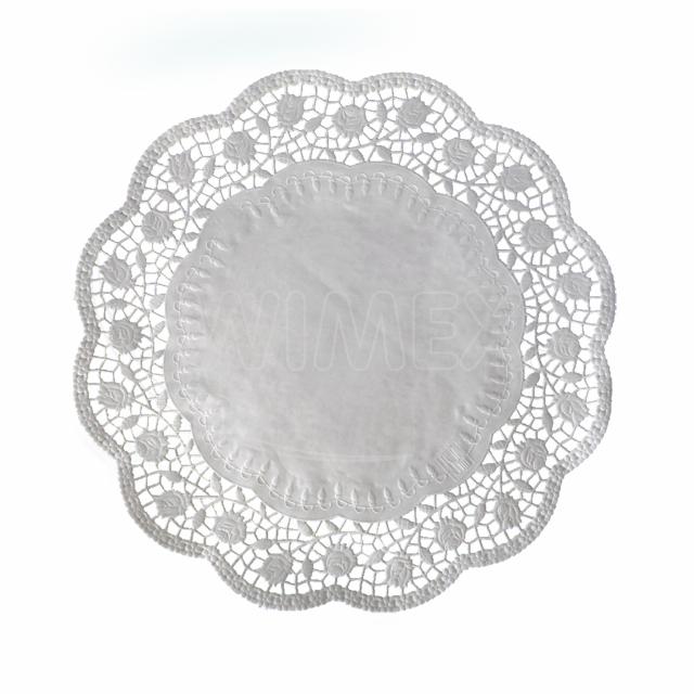 Dekoračná krajka (PAP) okrúhla biela Ø36cm [100 ks]