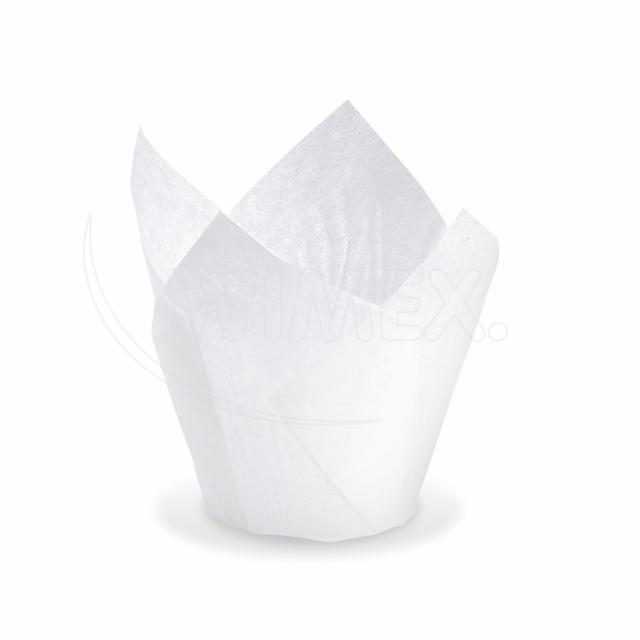 Tulipánový cukrárenský košíček (PAP) biely Ø50 x 85 mm [100 ks]