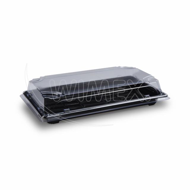 Miska na Sushi + viečko (PP/rPET) čierna + priehľadné 240 x 147 x 45 mm [50 sád]