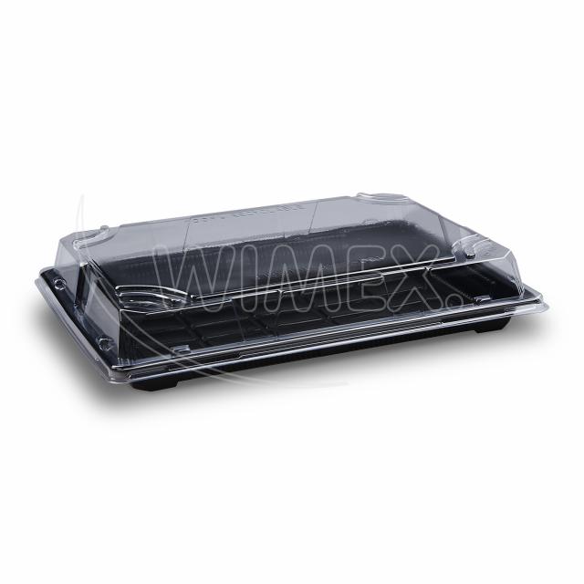 Miska na Sushi + viečko (PP/rPET) čierna + priehľadné 260 x 190 x 45 mm [50 sád]