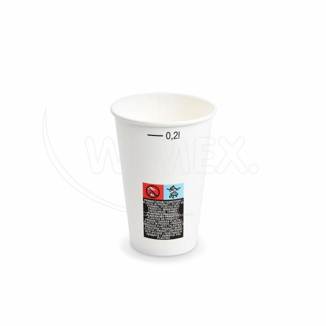 Papierový pohár (FSC Mix/PE) s ciachou biely Ø70mm 0,2L [50 ks]