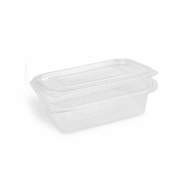 Miska (rPET) s viečkom hranatá priehľadná 750ml [50 ks]