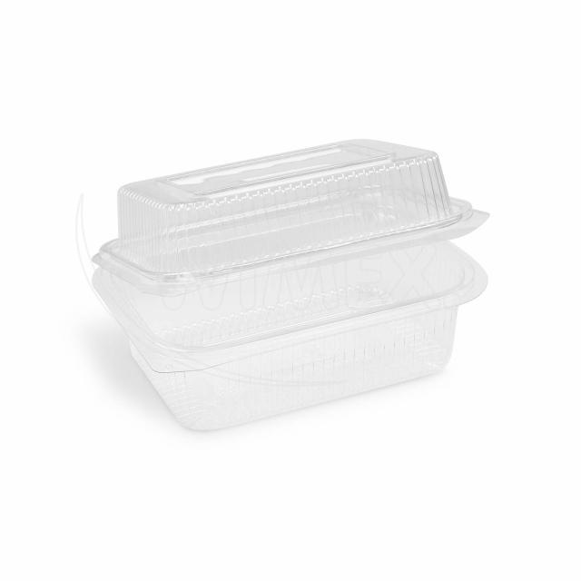 Miska (rPET) s viečkom hranatá priehľadná 750 + 400 ml [50 ks]