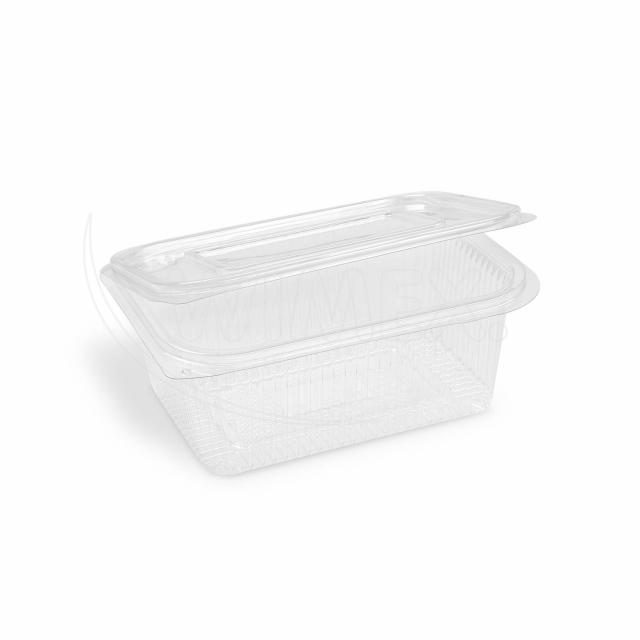 Miska (rPET) s viečkom hranatá priehľadná 1000ml [50 ks]