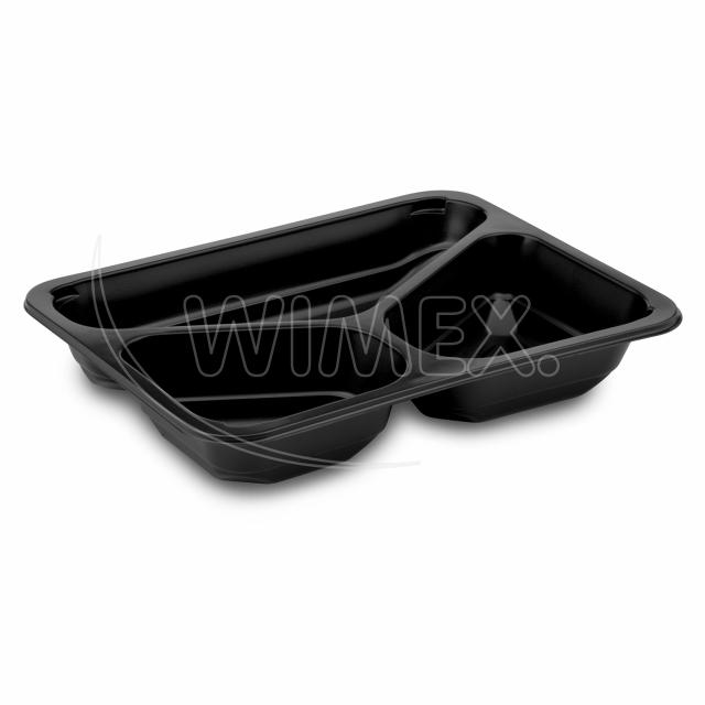 Menu misa (PP) 3dielna čierna 227 x 178 x 40 mm 980ml [50 ks]