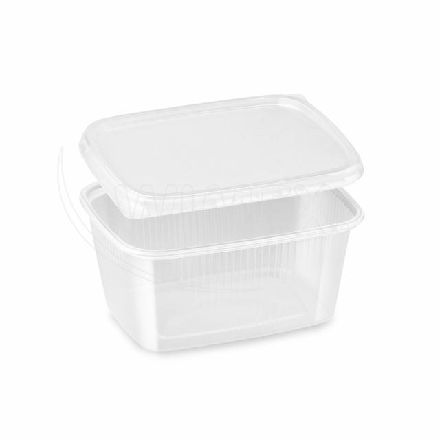 Miska (PP) hranatá priehľadná 250ml + viečko [5 x 50 sád]