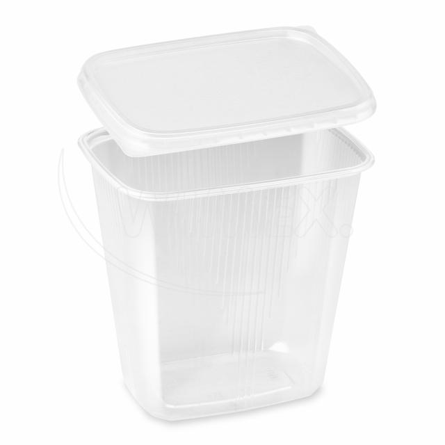 Miska (PP) hranatá priehľadná 500ml + viečko [5 x 50 sád]
